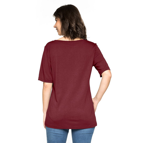 T-Shirt aus Lyocell und Bio-Baumwolle, bordeaux